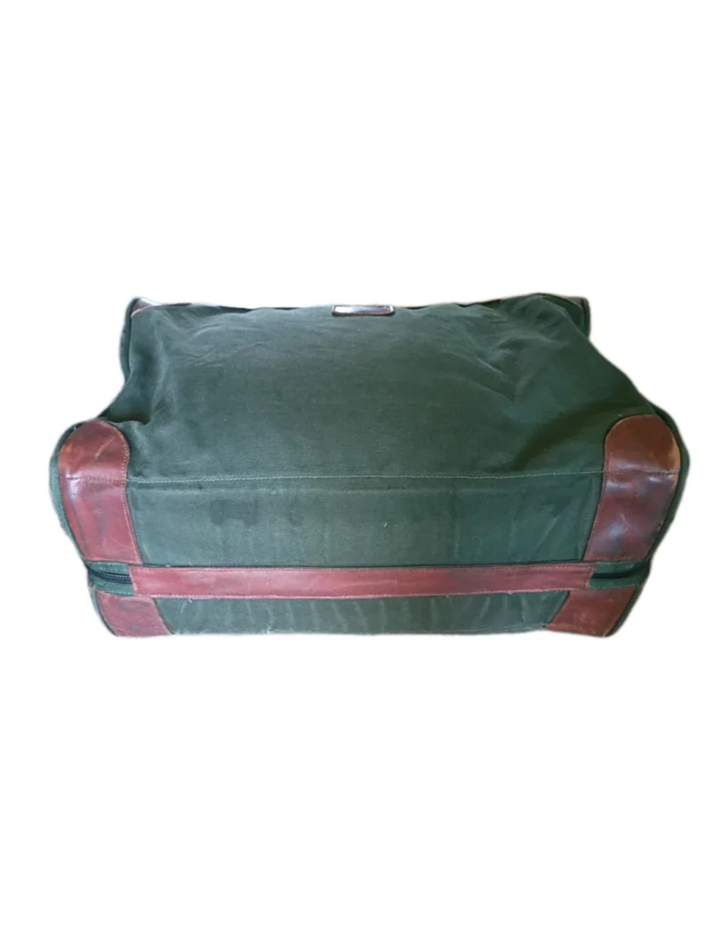 ORVIS BATTENKILL-Green Canvas/Leather Double Zip & Handle Clamshell Carryall-VTG